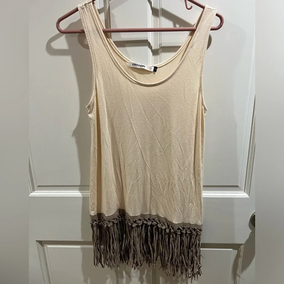 Origami Fringe Boho Cream Tank Top Size Small NWT - Picture 1 of 5